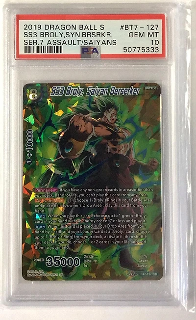 2019 Dragon Ball Super Card Game Series 7 Assault Of The Saiyans Bt7-127 Ss3 Broly, Saiyan Berserker PSA 10