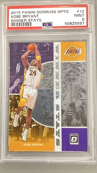 2019 Panini Donruss Optic Winner Stays 12 Kobe Bryant PSA 9