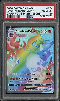 2020 Pokemon Sword & Shield Champion's Path 074 Full Art/charizard Vmax Secret PSA