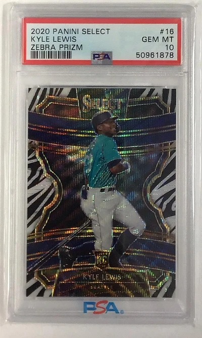 2020 Panini Select 16 Kyle Lewis Zebra Prizm PSA 10