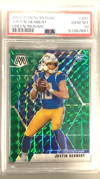 2020 Panini Mosaic 204 Justin Herbert Green Mosaic PSA