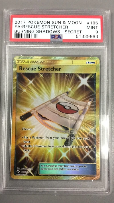 2017 Pokemon Sun & Moon Burning Shadows 165 Full Art/rescue Stretcher Secret PSA 9