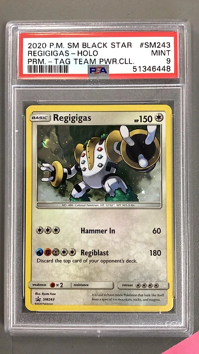 2020 Pokemon Sm Black Star Promo Sm243 Regigigas-holo Tag Team Powers Collection PSA