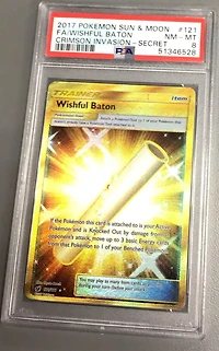 2017 Pokemon Sun & Moon Crimson Invasion 121 Full Art/wishful Baton Secret PSA 8