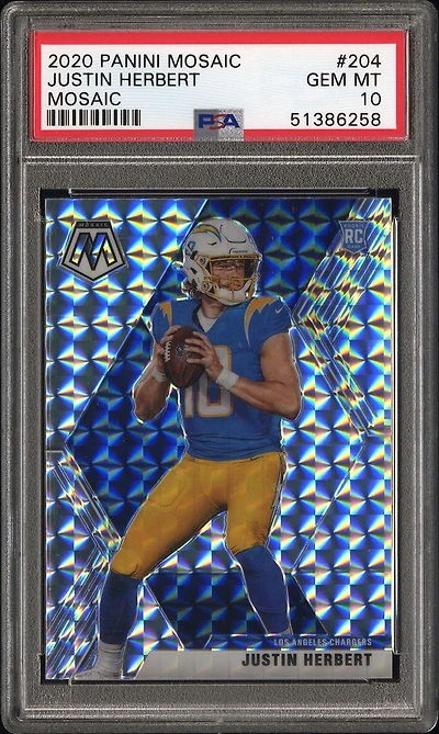 2020 Panini Mosaic 204 Justin Herbert Mosaic PSA 10