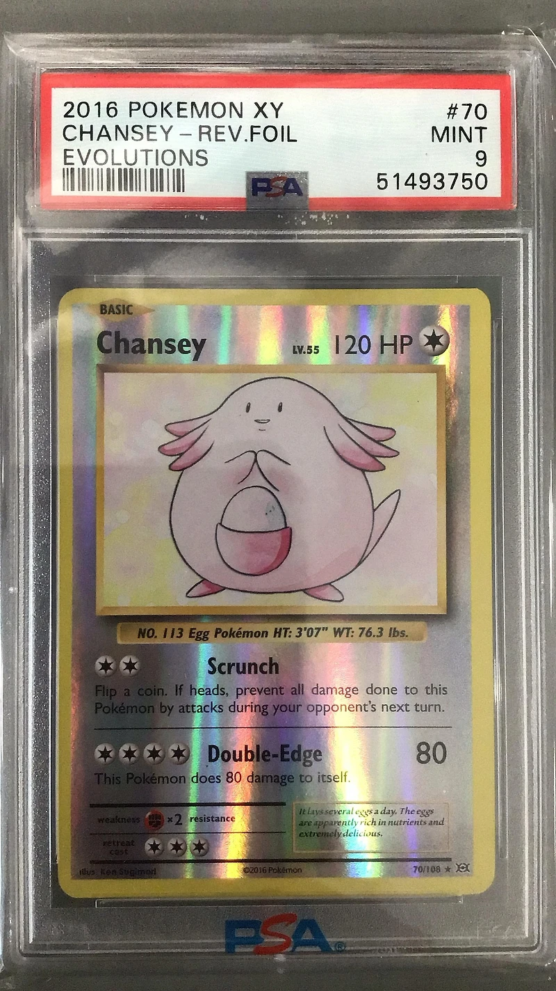 2016 Pokemon Xy Evolutions 70 Chansey-reverse Foil PSA