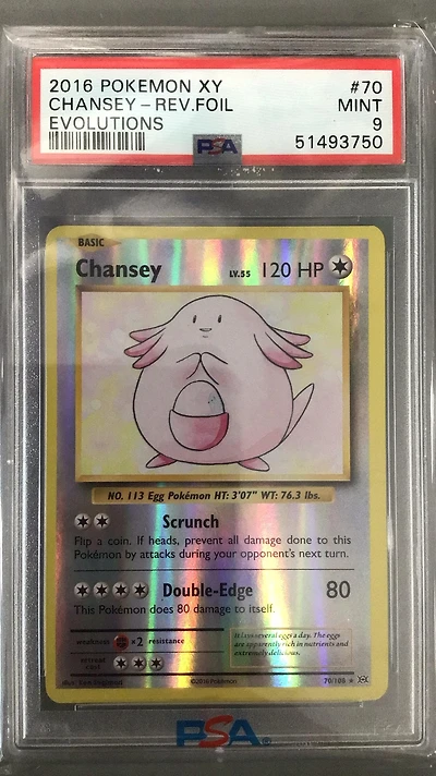 2016 Pokemon Xy Evolutions 70 Chansey-reverse Foil PSA