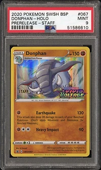 2020 Pokemon Swsh Black Star Promo 067 Donphan-holo Prerelease-staff PSA