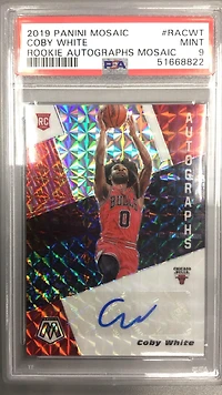 2019 Panini Mosaic Rookie Autographs Mosaic Racwt Coby White PSA 9