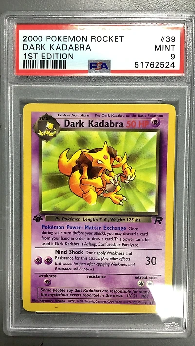 2000 Pokemon Rocket 39 Dark Kadabra 1st Edition PSA
