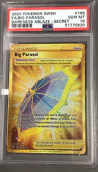 2020 Pokemon Sword & Shield Darkness Ablaze 199 Full Art/big Parasol Secret PSA 10