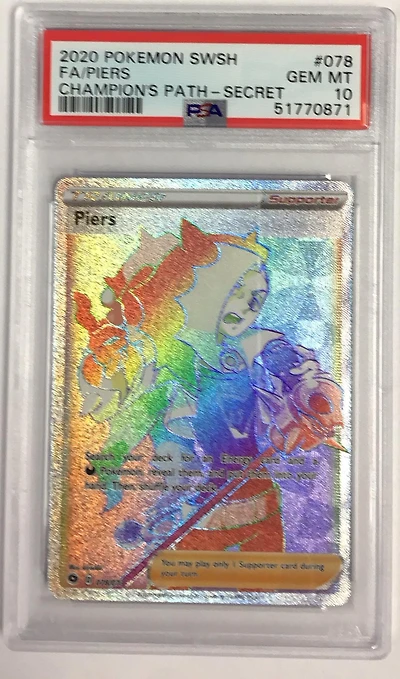 2020 Pokemon Sword & Shield Champion's Path 078 Full Art/piers Secret PSA