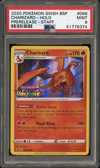 2020 Pokemon Swsh Black Star Promo 066 Charizard-holo Prerelease-staff PSA
