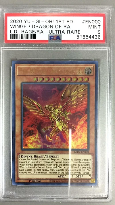 2020 Yu-gi-oh! Legendary Duelists: Rage Of Ra En000 The Winged Dragon Of Ra 1st Edition-ultra Rare PSA 9