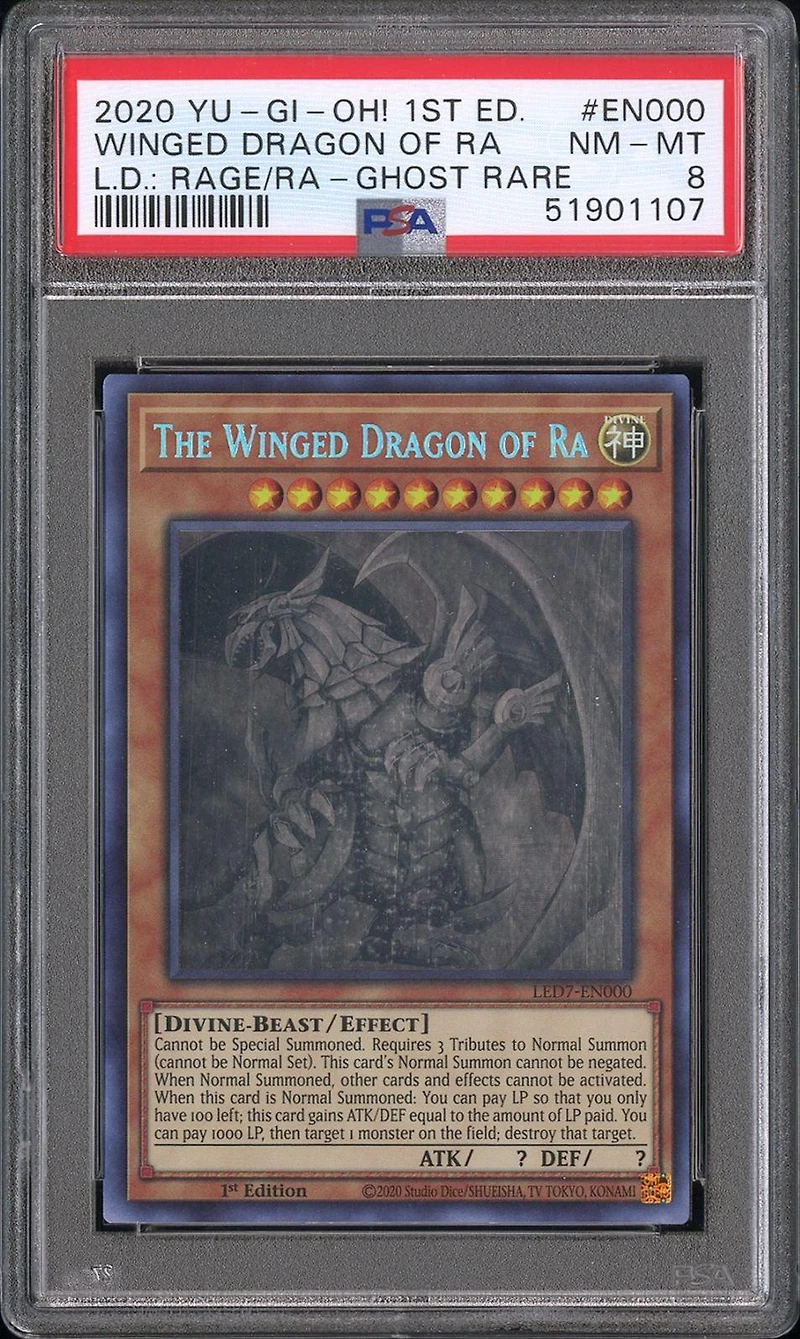 2020 Yu-gi-oh! Legendary Duelists: Rage Of Ra En000 The Winged Dragon Of Ra 1st Edition-ghost Rare PSA