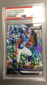 2018 Panini Prizm 202 Saquon Barkley Disco Prizm PSA 9