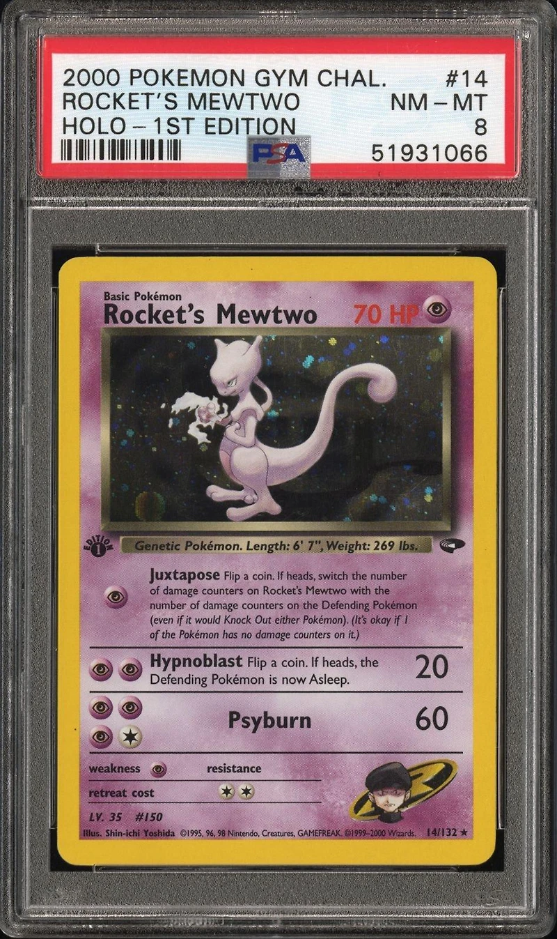 2000 Pokemon Gym Challenge 14 Rocket's Mewtwo Holo-1st Edition PSA