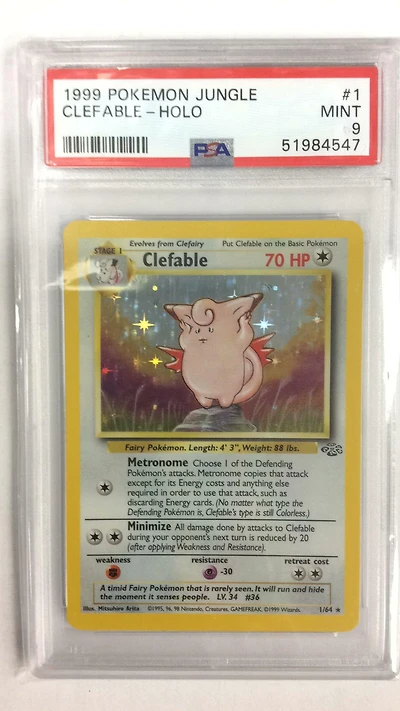 1999 Pokemon Jungle 1 Clefable-holo PSA 9