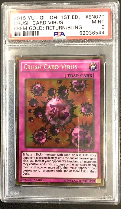 2015 Yu-gi-oh! Premium Gold: Return Of The Bling En070 Crush Card Virus 1st Edition PSA 9