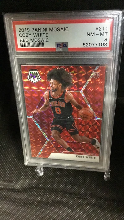 2019 Panini Mosaic 211 Coby White Red Mosaic PSA 8