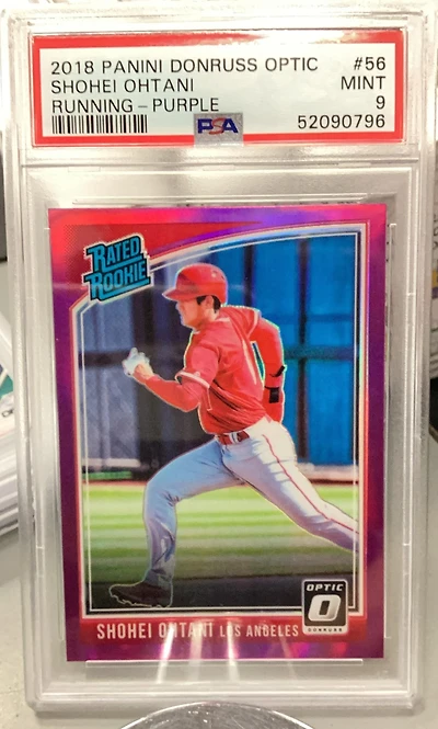 2018 Panini Donruss Optic 56 Shohei Ohtani Variation-purple PSA 9