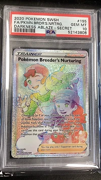 2020 Pokemon Sword & Shield Darkness Ablaze 195 Full Art/pokemon Breeder's Nurturing Secret PSA 10