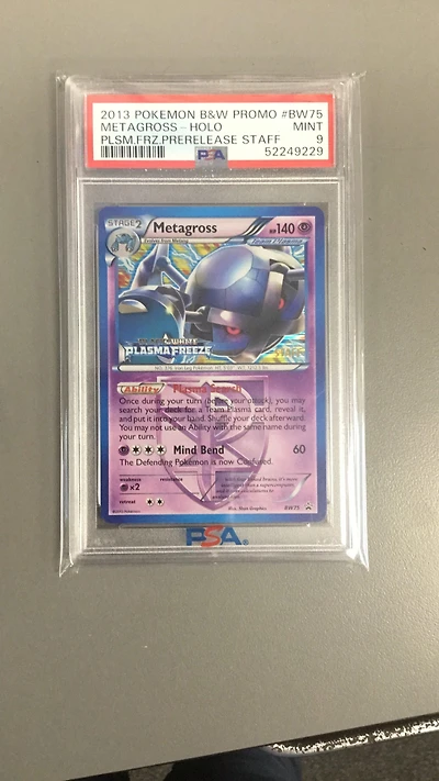 2013 Pokemon Black & White Promo Bw75 Metagross-holo Plasma Freeze Prerelease Staff PSA 9