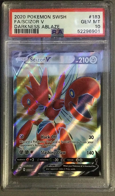 2020 Pokemon Sword & Shield Darkness Ablaze 183 Full Art/scizor V PSA