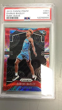 2019 Panini Prizm 289 Darius Bazley Ruby Wave PSA 9