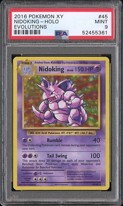2016 Pokemon Xy Evolutions 45 Nidoking-holo PSA