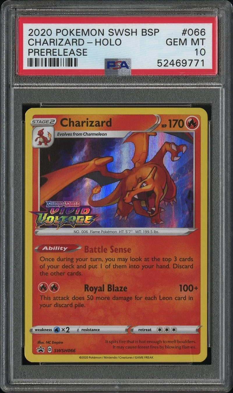 2020 Pokemon Swsh Black Star Promo 066 Charizard-holo Prerelease PSA