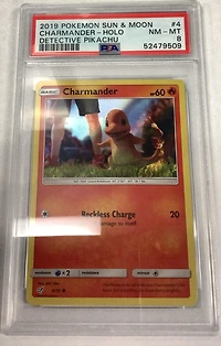 2019 Pokemon Sun & Moon Detective Pikachu 4 Charmander-holo PSA