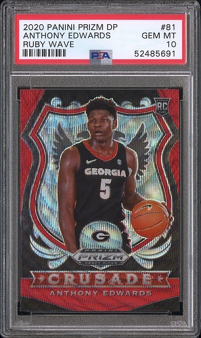 2020 Panini Prizm Draft Picks Anthony Edwards Ruby Wave PSA 10