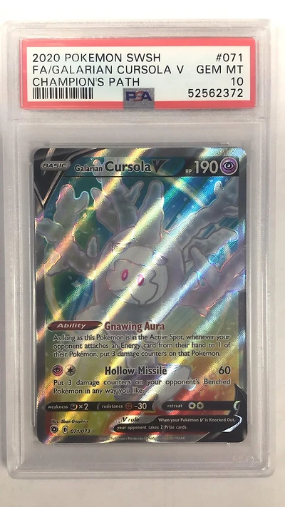 2020 Pokemon Sword & Shield Champion's Path 071 Full Art/galarian Cursola V PSA