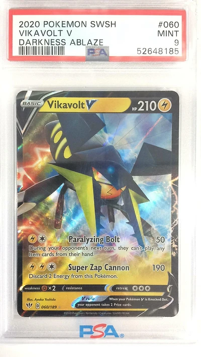 2020 Pokemon Sword & Shield Darkness Ablaze 060 Vikavolt V PSA