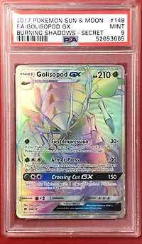 2017 Pokemon Sun & Moon Burning Shadows 148 Full Art/golisopod Gx Secret PSA 9