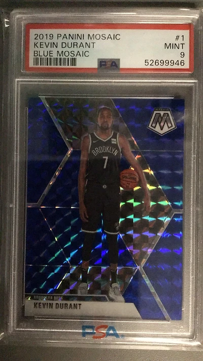 2019 Panini Mosaic 1 Kevin Durant Blue Mosaic PSA 9
