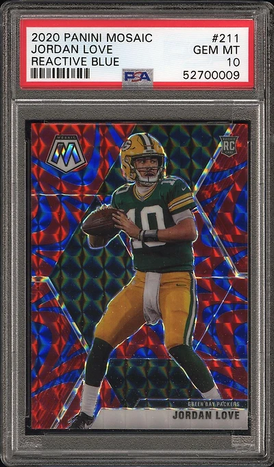 2020 Panini Mosaic 211 Jordan Love Reactive Blue PSA 10