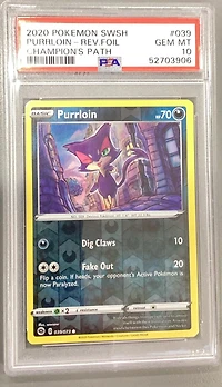 2020 Pokemon Sword & Shield Champion's Path 039 Purrloin-reverse Foil PSA 10