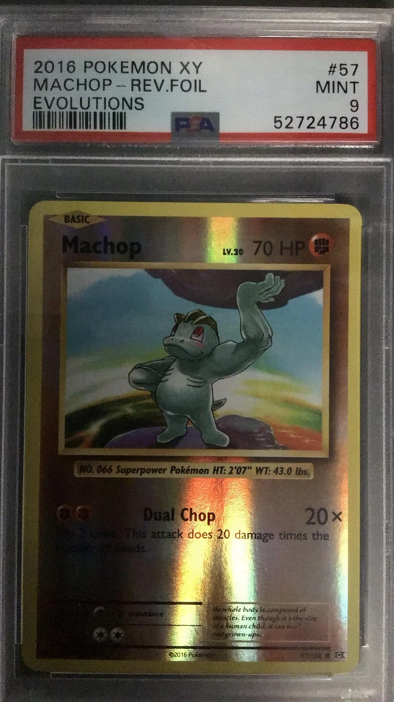2016 Pokemon Xy Evolutions 57 Machop-reverse Foil PSA