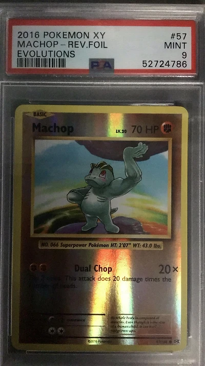 2016 Pokemon Xy Evolutions 57 Machop-reverse Foil PSA