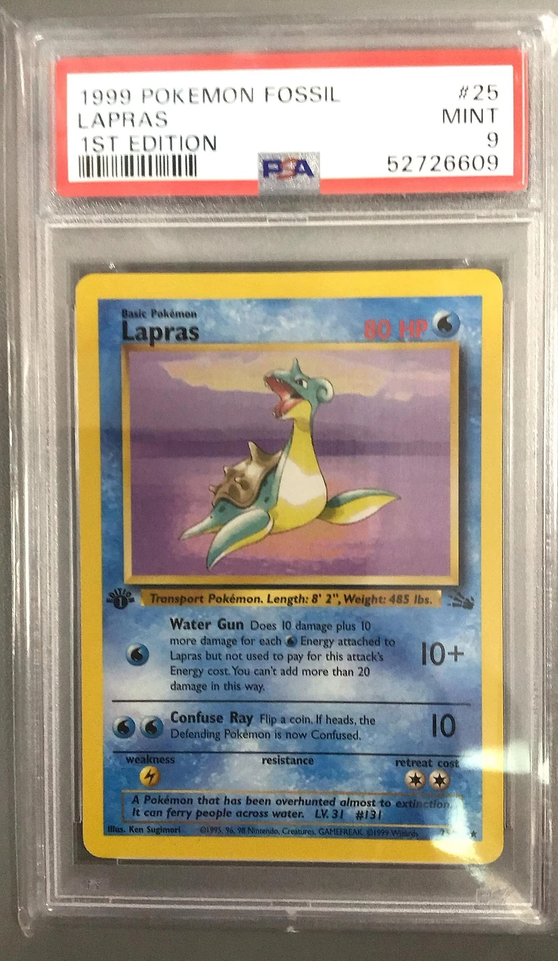 1999 Pokemon Fossil 25 Lapras 1st Edition PSA