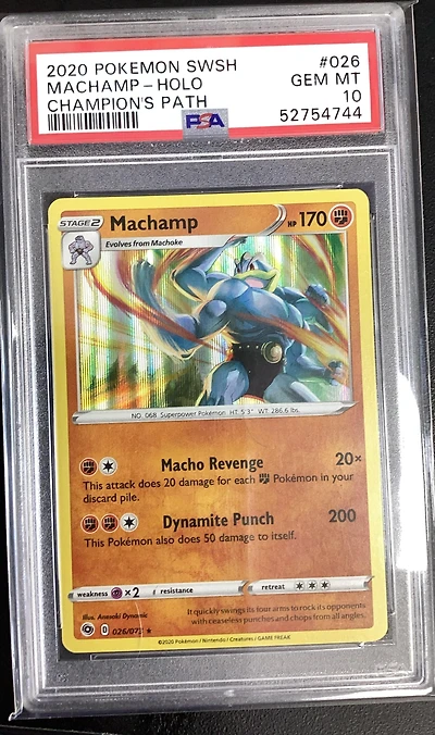 2020 Pokemon Sword & Shield Champion's Path 026 Machamp-holo PSA