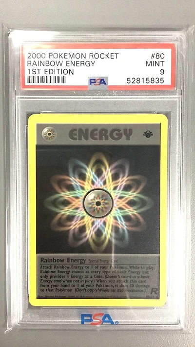 2000 Pokemon Rocket 80 Rainbow Energy PSA 9