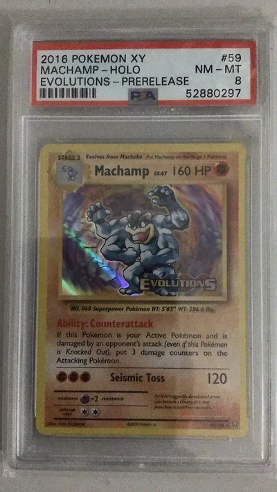 2016 Pokemon Xy Evolutions 59 Machamp-holo Prerelease PSA 8