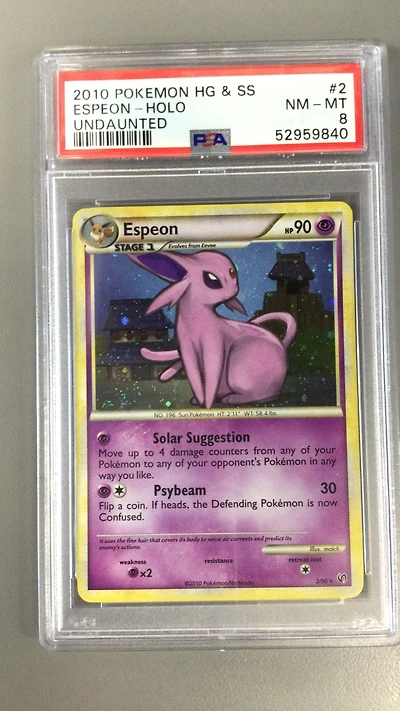 2010 Pokemon Heartgold & Soulsilver Undaunted 2 Espeon-holo PSA 8