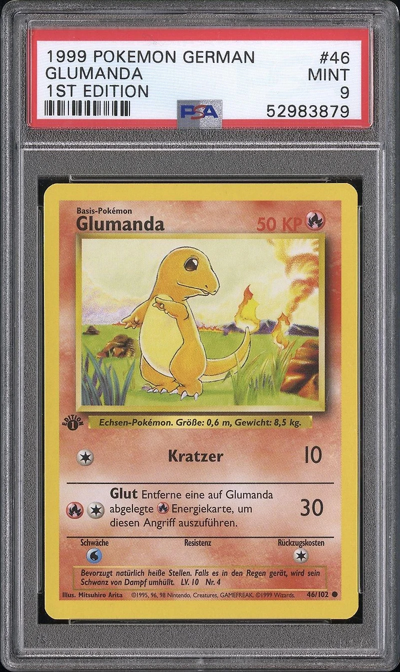 1999 Pokemon German 46 Glumanda 1st Edition PSA 9