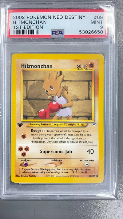 2002 Pokemon Neo Destiny 69 Hitmonchan 1st Edition PSA 9
