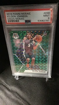 2019 Panini Mosaic 238 Keldon Johnson Green Mosaic PSA 9