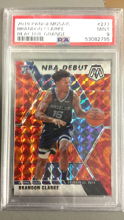 2019 Panini Mosaic 277 Brandon Clarke Reactive Orange PSA 9